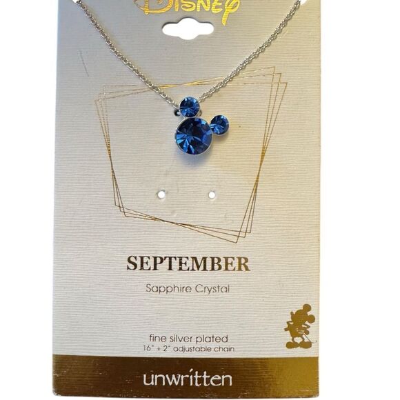 Disney Unwritten Mickey Blue Crystal 16"+2" Extender Necklace - Picture 1 of 2